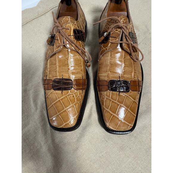 David Eden Shoes Mens Size 9 Brown Atlas Genuine Alligator Lace Up Square Toe main image 10